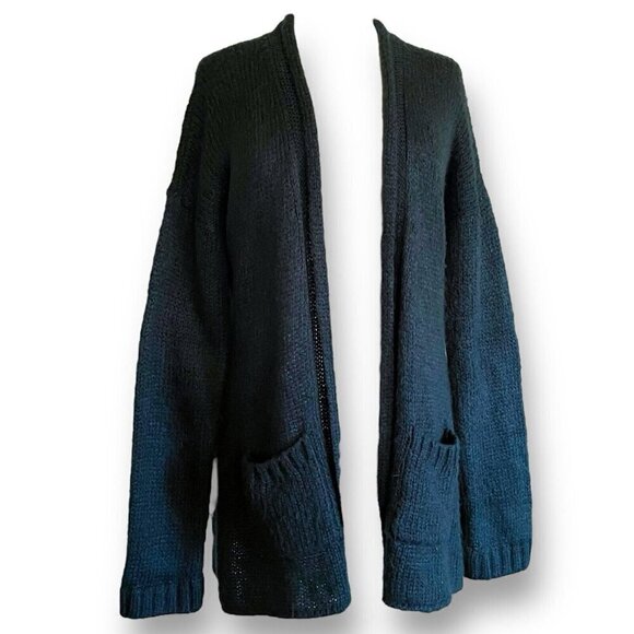 Wooden Ships Womens Cardigan Sz Medium Large Pine Green Mohair Wool Sweater - Picture 4 of 7